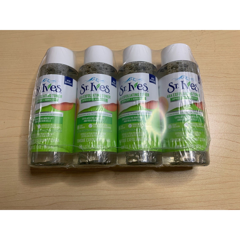 St. Ives Apricot AHA Exfoliating Toner 4 pack (6.68 Oz each bottle) New Unopened